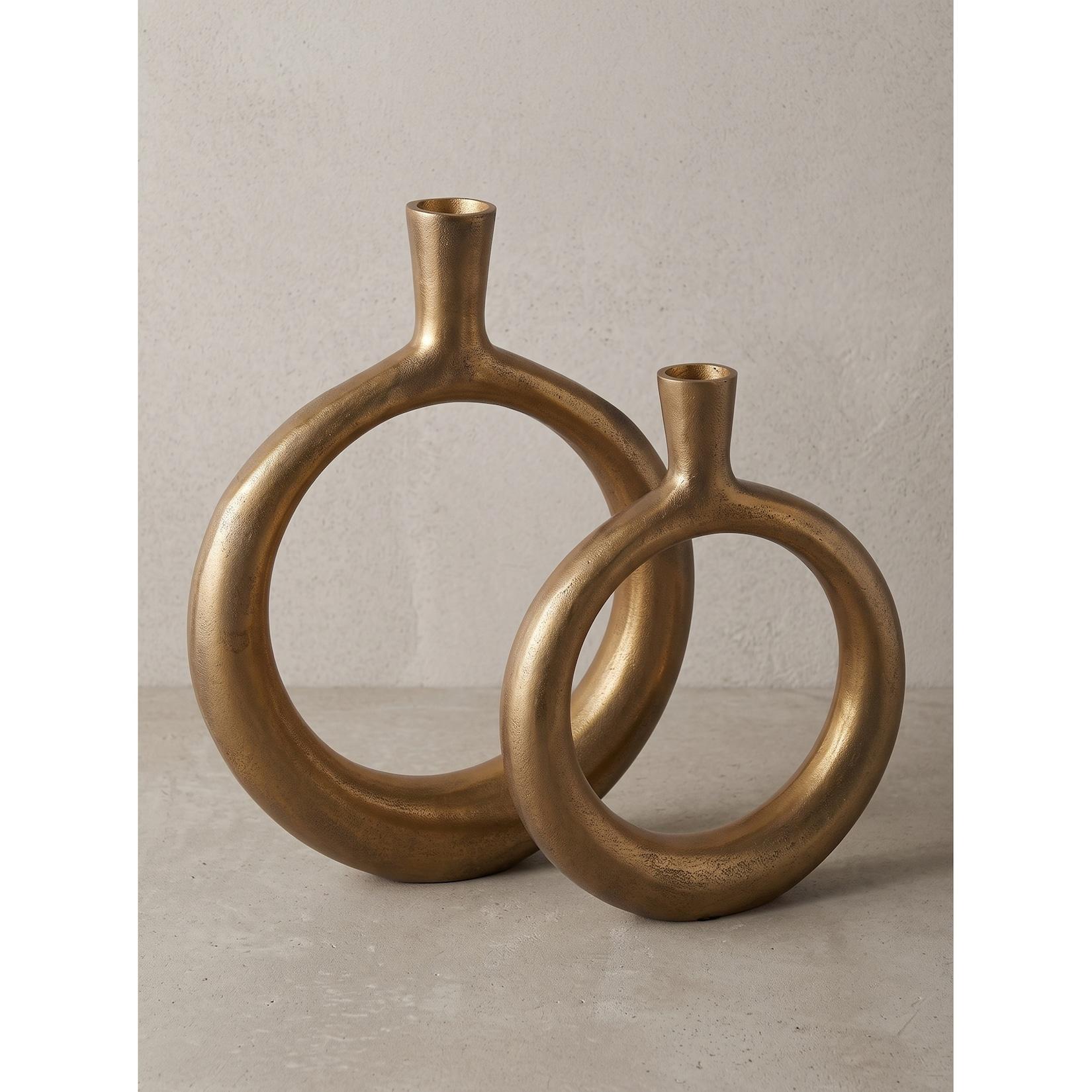 Vasen 2er-Set Aluminium Gold 35x7x45 cm - BAVENO Kadima Design