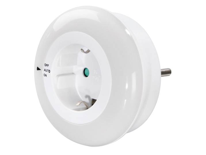 HAMA LED Nachtlicht LED Nachtlicht mit Steckdose, Lichtsensor, Berührungsschutz , weiß, H: 8,2cm, Leuchten, LED Nachtlicht