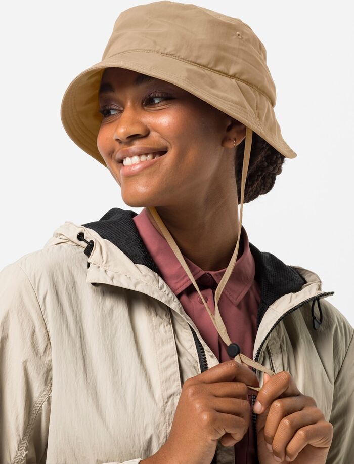 Sonnenhut JACK WOLFSKIN "SUN HAT", Damen, Gr. L, beige (sand, storm), OBERSTOFF: 100% POLYAMID Futter: 100% POLYESTER, Hüte Sonnenhut sand, storm L