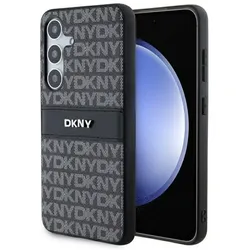 DKNY Leather Mono Stripe & Metal Logo - Hülle für Samsung Galaxy S24+ (schwarz)