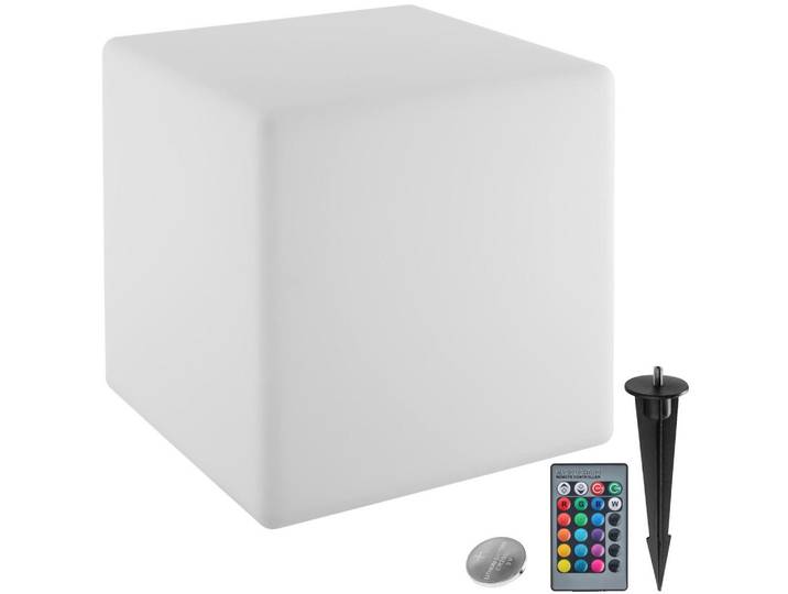 tectake Leuchtwürfel Luminous Cube, Belastbarkeit 100 kg, inkl. Erdspieß, weiß, Weiß, Kunststoff, Quadratisch, E27, 43x43x43 cm, Lampen & Leuchten, Außenbeleuchtung, Außenleuchten
