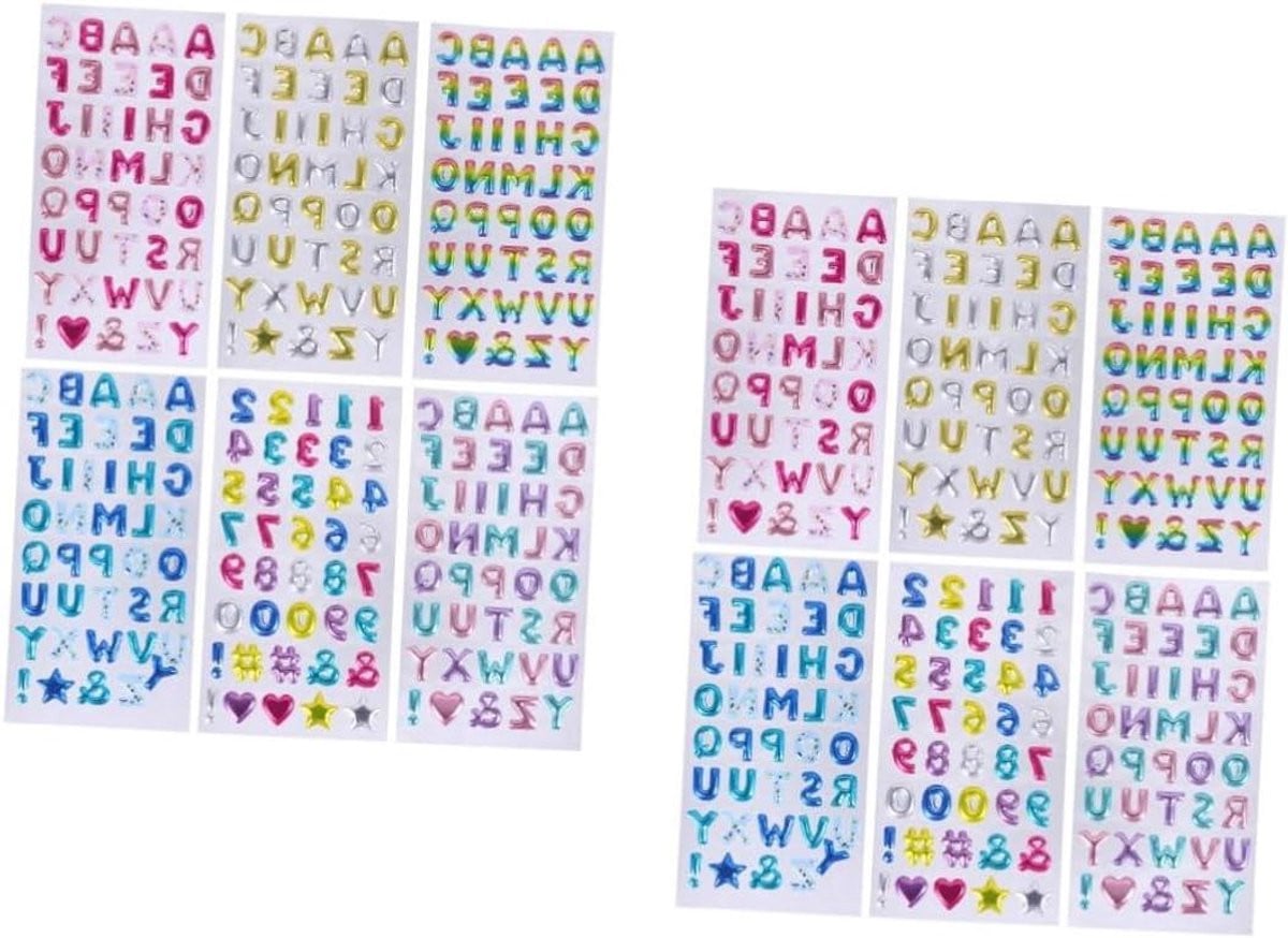 Gouden Cijfer Stickers - 6 Vellen Decoratieve Letter Stickers met Glanzend Goud Effect voor Knutselprojecten - Goud