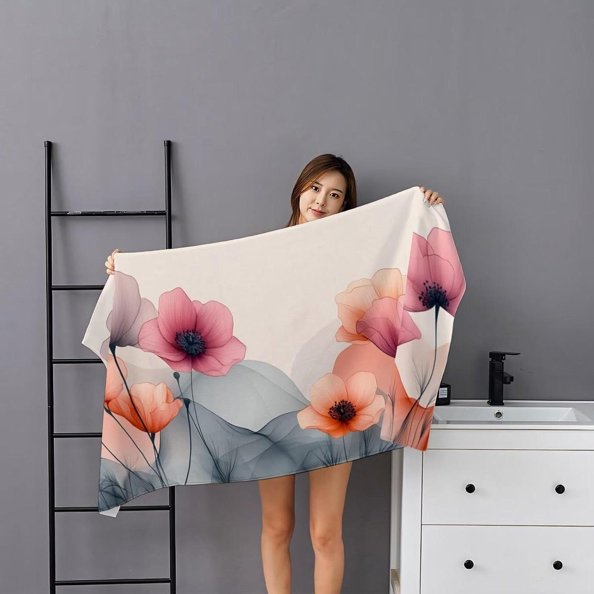 Strandlaken Microvezel met Bloemenprint - Groot XL - 180 x 90 cm