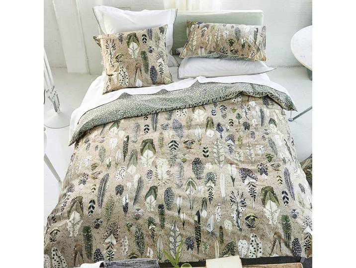 Housse de couette imprimée en coton beige 260x240