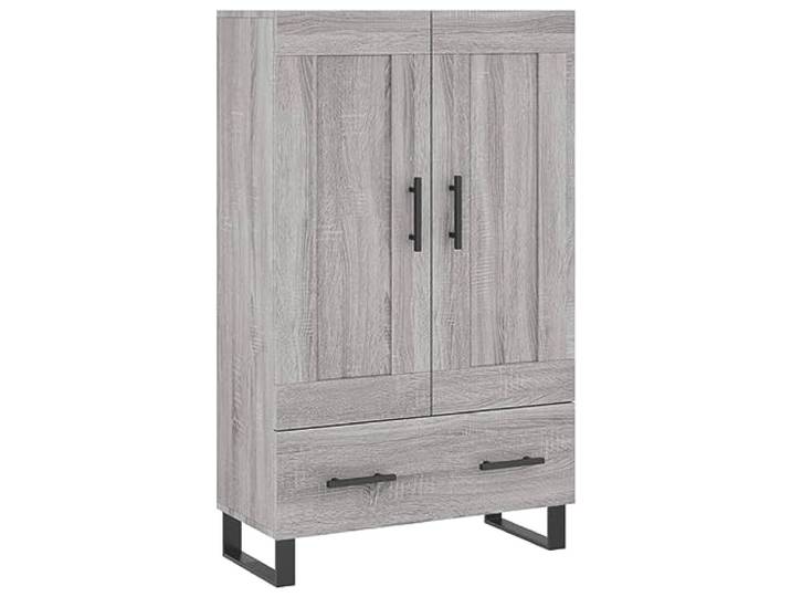 Fisinber Highboard Grau Sonoma 69,5x31x115 cm Holzwerkstoff Schrank Kompakter Beistellschrank in Grau Sonoma mit Metallbeinen für Wohnzimmer, Flur und Schlafzimmer mit viel Stauraum.