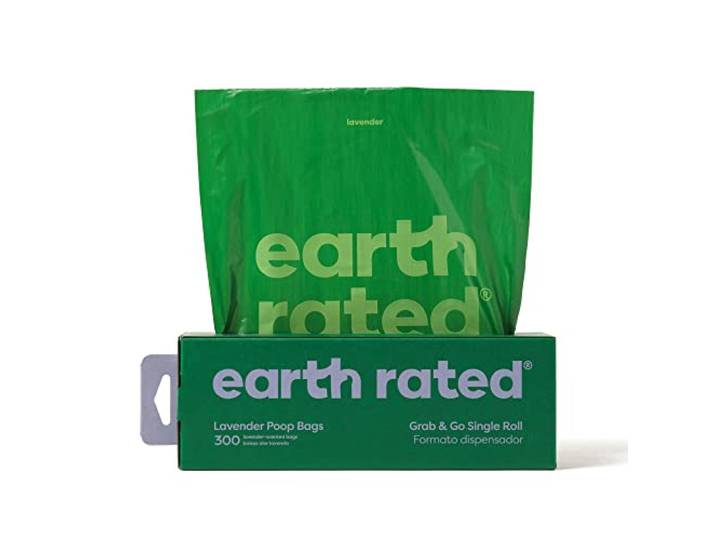 Earth Rated Hondenpoepzakjes, dikke rol voor gemakkelijk pakken en meenemen, ideaal voor het opruimen in de achtertuin, lavendelgeur, 300 zakjes.