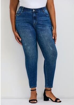 Plus Size Women's La Luna Zip Detail Skinny Jean by Avenue in Dark Wash (Size 24)