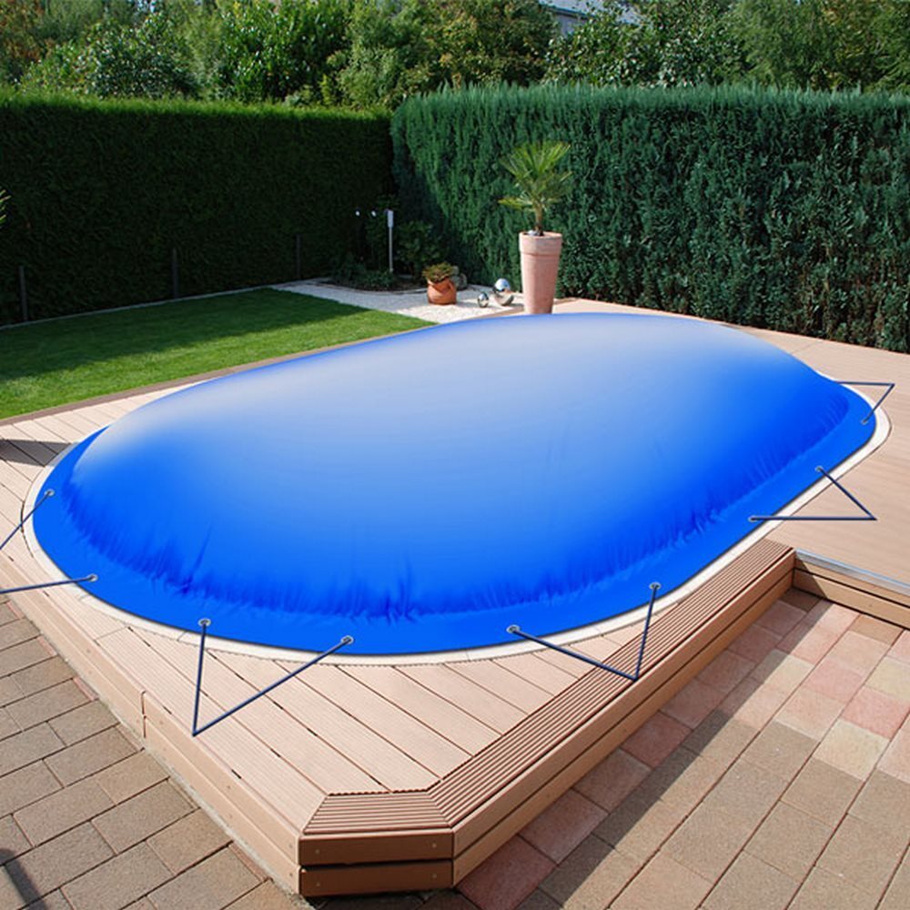 Aufblasbare Poolabdeckung Ovalpool 490 x 300 cm I Oval Pool 4,9 x 3 m I blau (RAL5002)