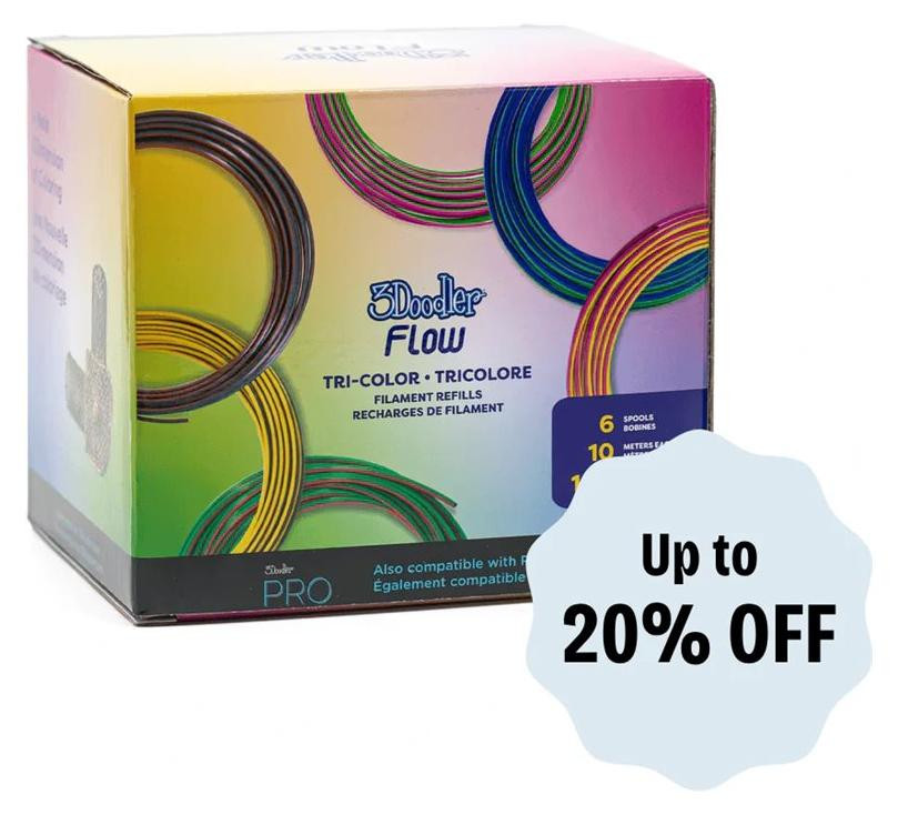 3Doodler Filament FLOW 20 PLA Navulverpakking met 20 Kleuren, 20 Stuks