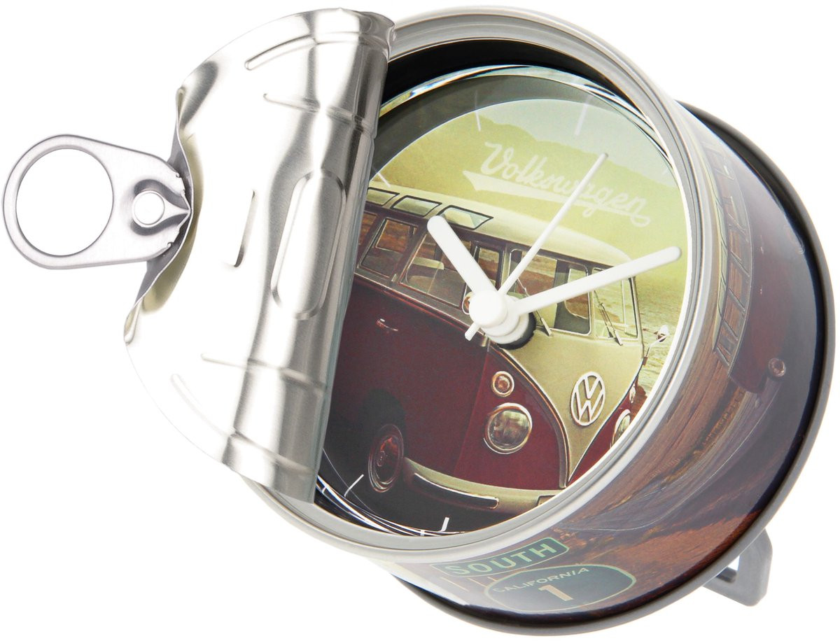 BRISA VW Collection MyClock magnetische analoge tafelklok met Volkswagen T1 Bulli Bus motief