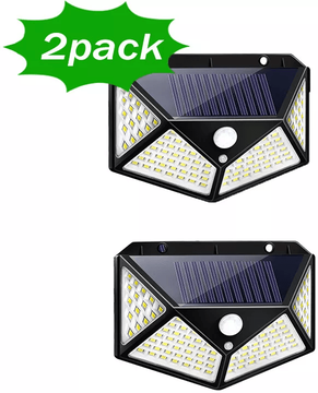 DynamicDeals Solar Power 100 LEDs Light PIR Motion Sensor Outdoor Security Lamp For Wall & Garden 2 Pcs