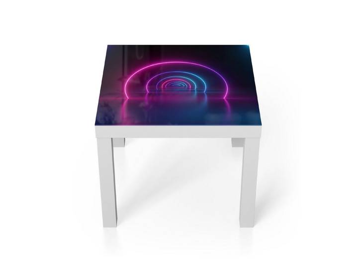 DEQORI Couchtisch 'Unendlichkeit in Neon', Glas Beistelltisch Glastisch modern