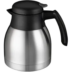Bravilor Bonamat Thermoskan bravilor dubbelwandig 1 liter rvs-zwart (890460), Thermoskanne, Silber, Schwarz