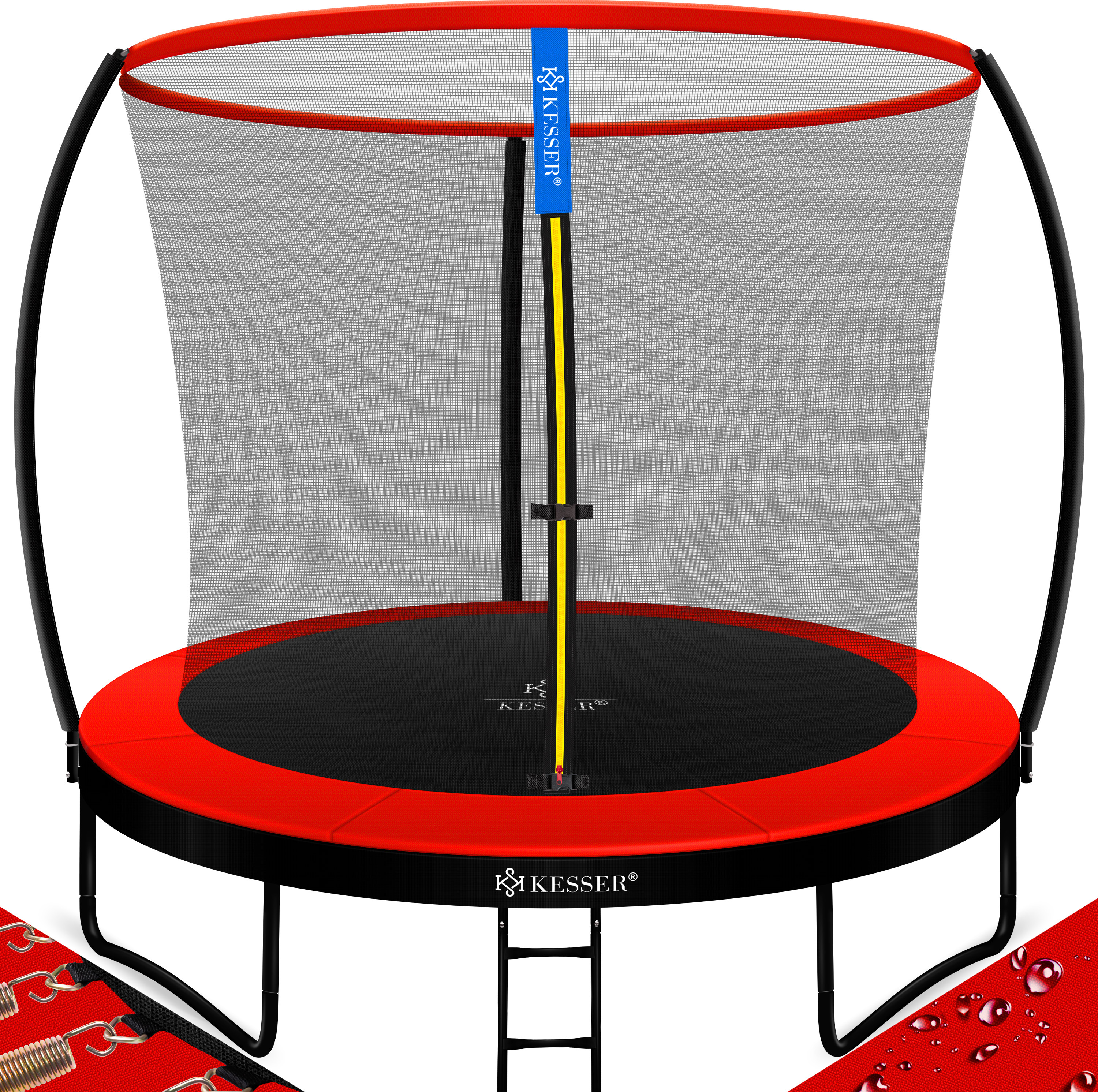 Bestand (OFF) Trampolin Premium, Farbe:Rot / Schwarz, Größe:Karton 1 von 2 / Größe 244cm