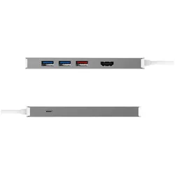 j5Create USB-C Modular Multi-Adapter (USB-C, 7 Ports), Dockingstation + USB Hub, Weiss, Silber