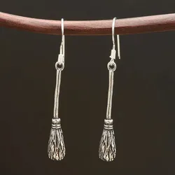 Drachensilber Hexen Besen Schmuck Ohrhänger Sterlingsilber (Paar) - Silber
