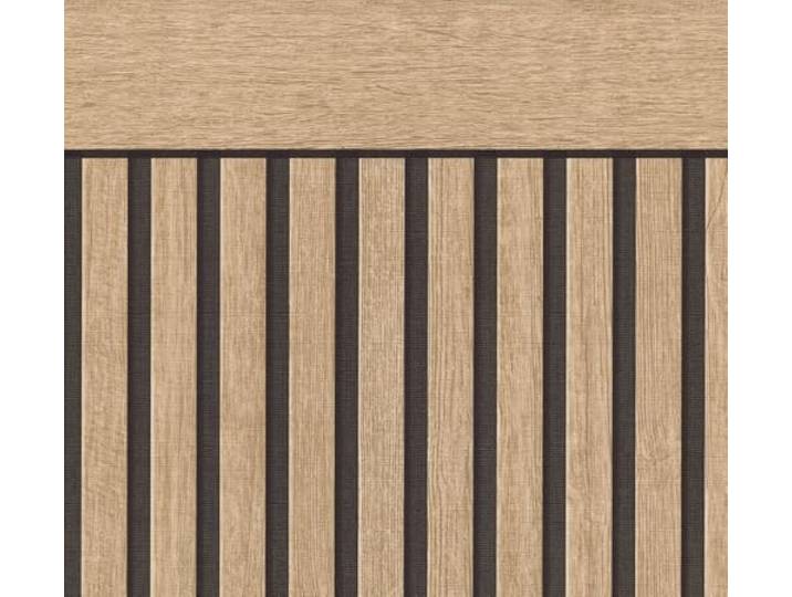 A.S. Création Vliestapete mit Wandpaneelmotiv & Sockelleiste 0,53 x 10,05 m - Braun, Schwarz - Tapete in realistischer Holzoptik - 399564