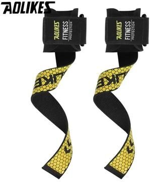 Uplift Picks AOLIKES Anti Slip Weightlifting Straps With Wrist Support yellow
