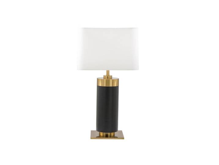 Signature Tischlampe aus schwarzem metall mit messinggold-finish - vendome 40/40/73 cm, Schwarz, Metall, E27, 40x73x47 cm, Lampen & Leuchten, Innenbeleuchtung, Stehlampen