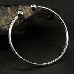 Drachensilber Armreif Ball schlicht Ø 6,5cm mit 8mm Kugeln gefertigt aus 925 Silber - Silber