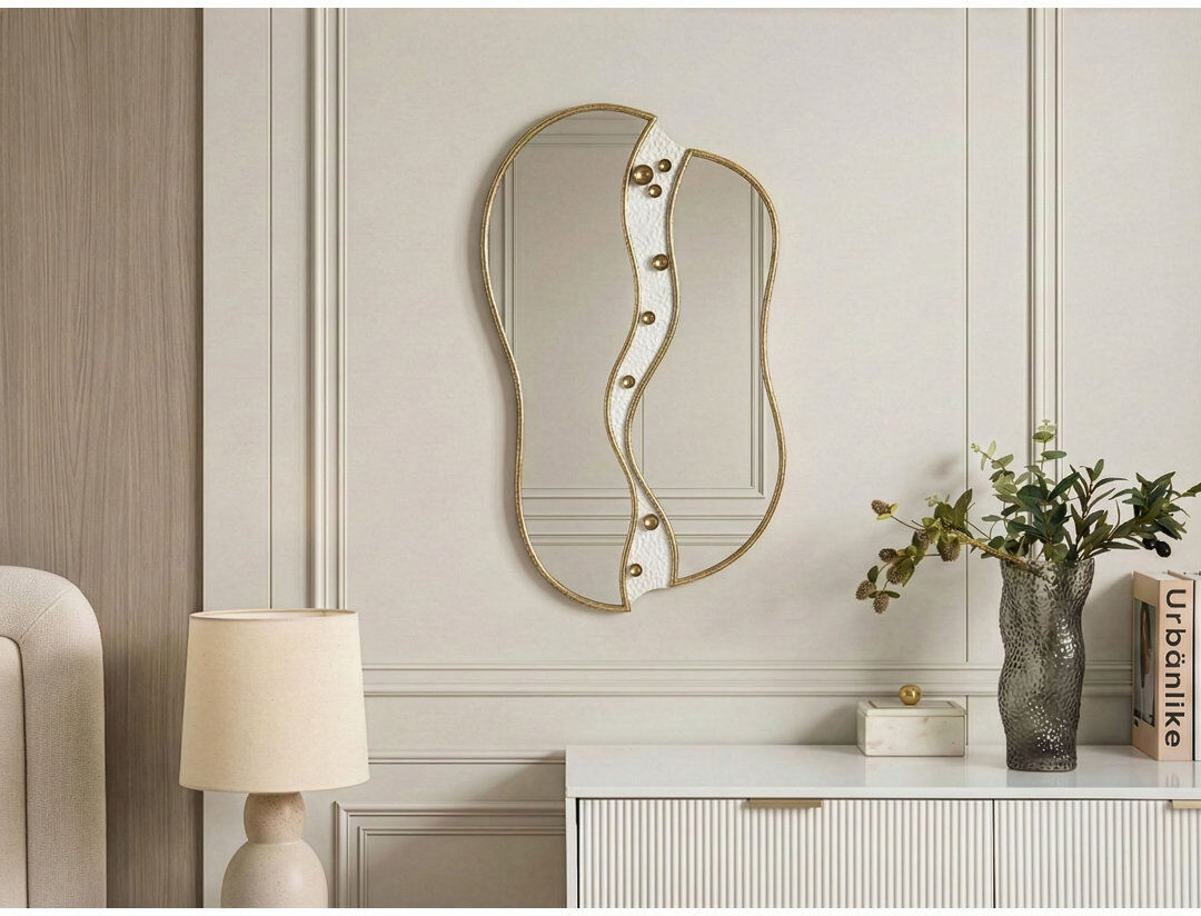 Canora Grey Novelty Wall Mirror Gold 76cm H X 45cm W X 3cm D