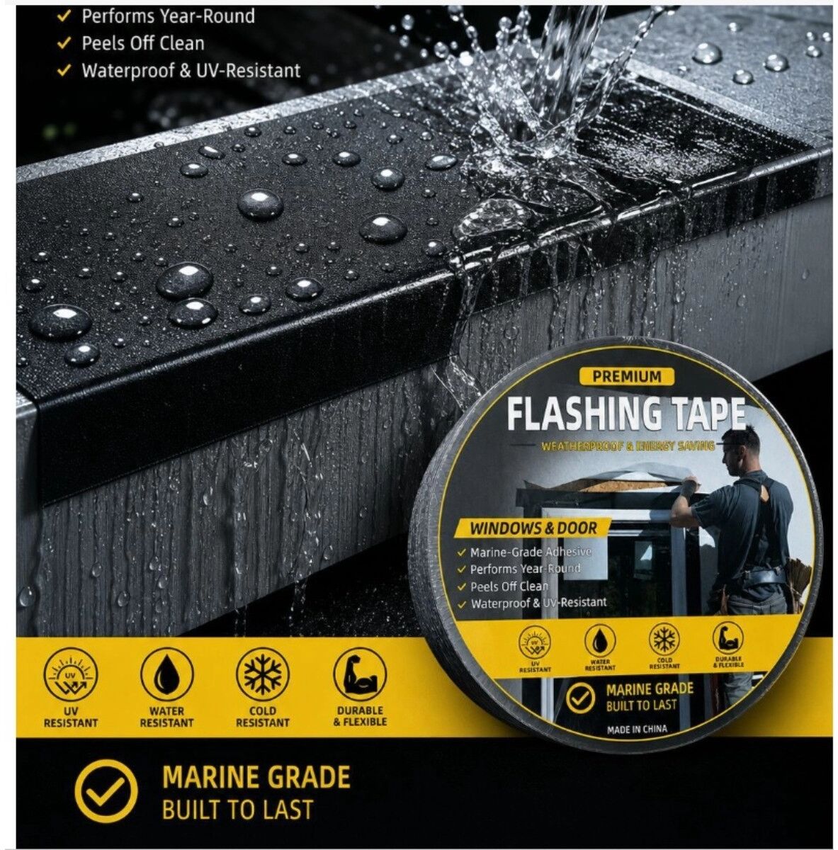 INF Marine-Dichtungsband für Bootstüren und Fenster - PE selbstklebend, wasserfest, UV- und temperaturbeständig