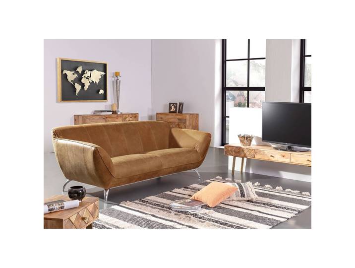 Sofa Astley 2-Sitzer Braun/Cognac Echtleder 205 x 83 x 110cm Modern