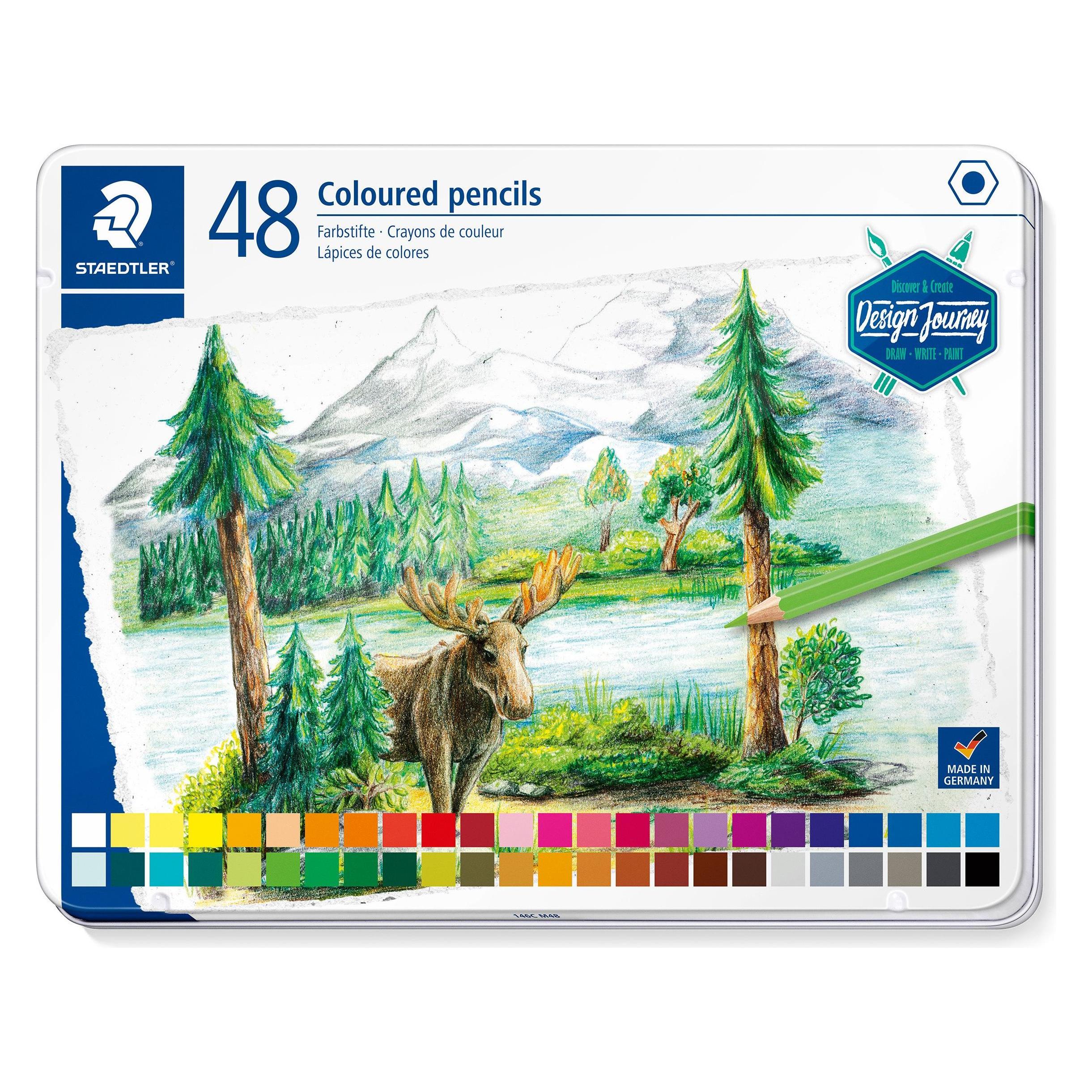 Staedtler 146C, Metalletui Mit 48 Farbstiften In Sortierten Farben (48x) (146C M48)