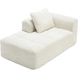 Chaise-Lounge-Sofa 158x90 mit praktischen Seitentaschen, Kissen und luxuriösem Chenille-Stoff – Bequemes Design in Beige
