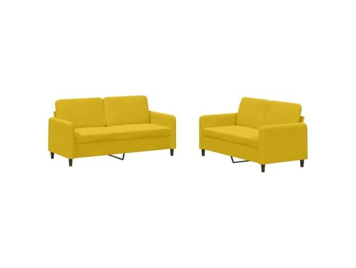 GHVBNMF 2-TLG Sofagarnitur Gelb Samt 2er Couch Set mit Kissen Elegantes Couch-Set fuer Wohnzimmer und Lounge, weicher Polsterstoff, stabile Metallbeine, inklusive 4 Kissen.