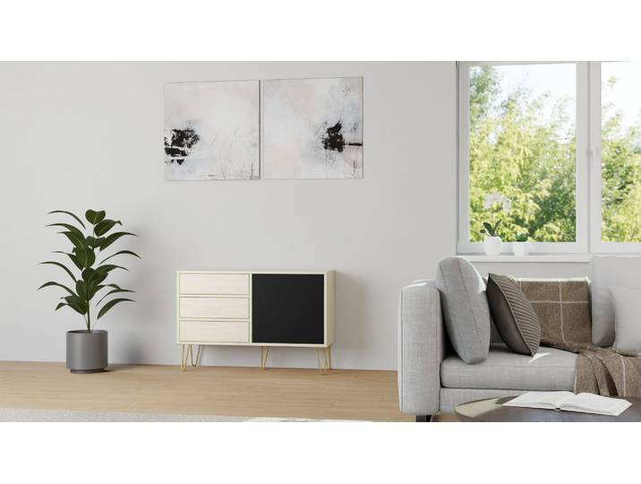 Sideboard / Hairpinleg / nach Maß / Materialmix Esche Weiß geölt