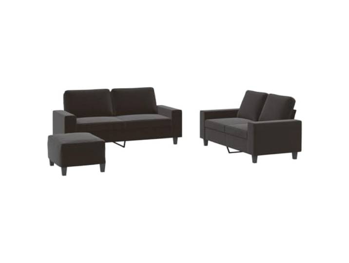 Makastle 3er Set Sofa Couchgarnitur Schwarz Stoff