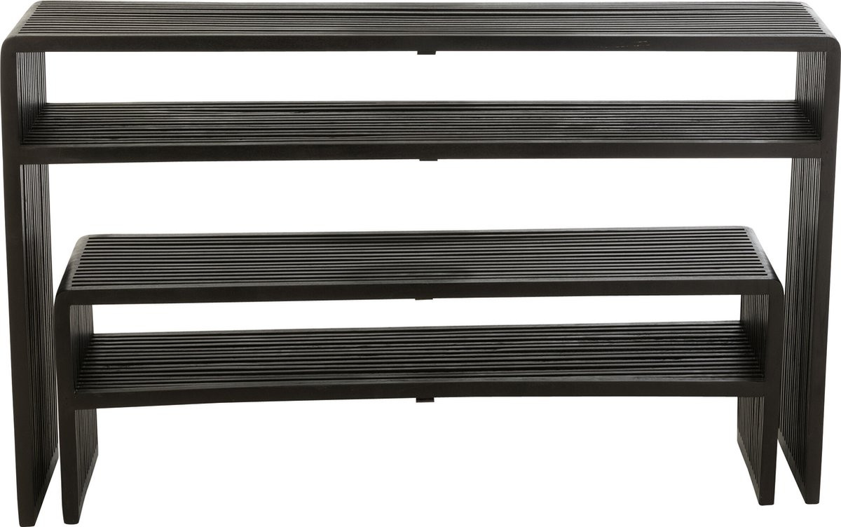 J-Line Console met Schap in Hout, Zwart, 2 stuks