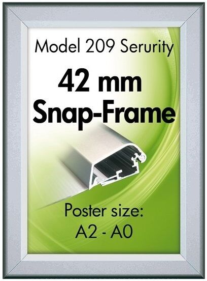DSI Alu Plakatramme, Security Snap-Frame, A1, Sølv