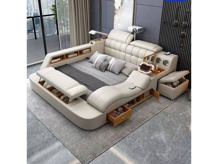 Xlmoebel Multimediabett Multifunktionsbett mit USB-Anschluss und Massagefunktion (Multifunktionsbett mit USB-Anschluss und Massagefunktion), Made in Europa