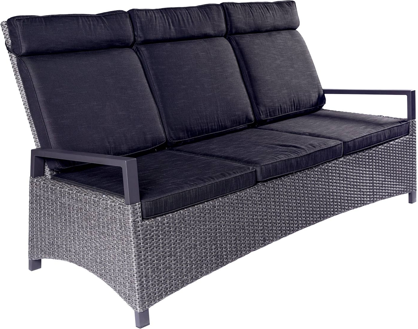 Gartenbank - Grau-Mix - Kunststoffgeflecht - B 205 cm - verstellbar