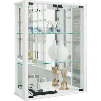 Wandregal VCM "Wandvitrine Hängevitrine Glasvitrine Udina Spiegel", weiß, B:60cm T:25cm, Regale, Wandregal