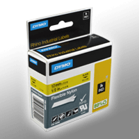 Dymo Label Band IND 18490 (S0718080) schwarz auf gelb 12mm x 3,5m Nylon flexibel