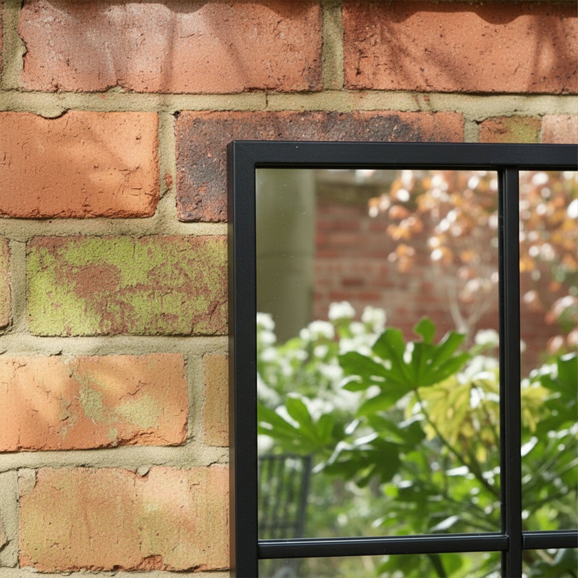 Extra Large Matt Black Window Mirror 144cm x 59cm Metal, Wood, Glass