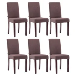 CLP 6er Set Esszimmerstuhl Ina Stoff cappuccino   Farbe: braun, Gestell Farbe: cappuccino