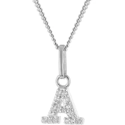 trendor 28240-A Damen-Kette mit Buchstabe A Anhänger 925 Silber Rhodiniert, 38 cm