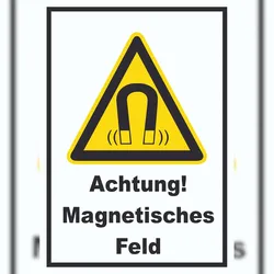 HB-Druck Achtung Magnetisches Feld A4 Rückseite selbstklebend Schild