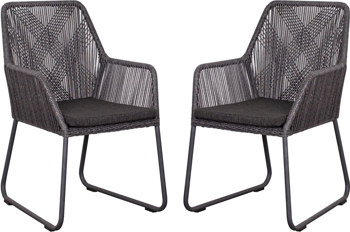 2er Set deVries Diningsessel Adora - PE twisted light coal