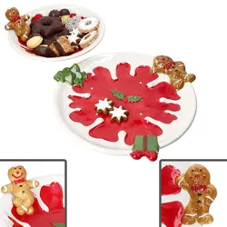 2tlg Set Weihnachtsstern Teller & Schale Steingut Lebkuchen Rot Weihnachten Keks