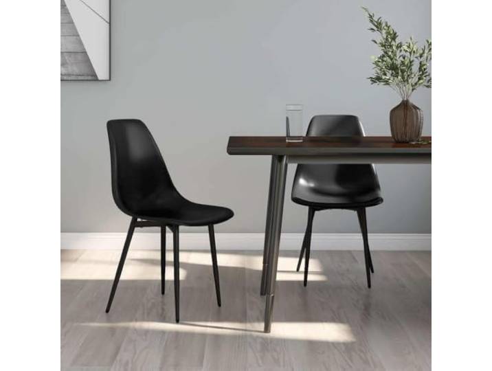 NLQMSU Esszimmerstühle, 2 Stück, Schwarz, Polypropylen, mit Metallbeinen Schlichtes Design, einfache Reinigung, geschwungene Rückenlehne, zeitgenössischer Stil, vielseitig einsetzbar