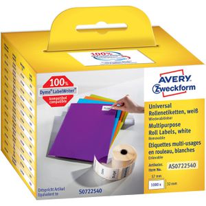 Zweckform Dymo-Etiketten für Dymo 11354, weiß, 32x57mm ablösbar 1000 Vielzweck-Etiketten 1 Rolle