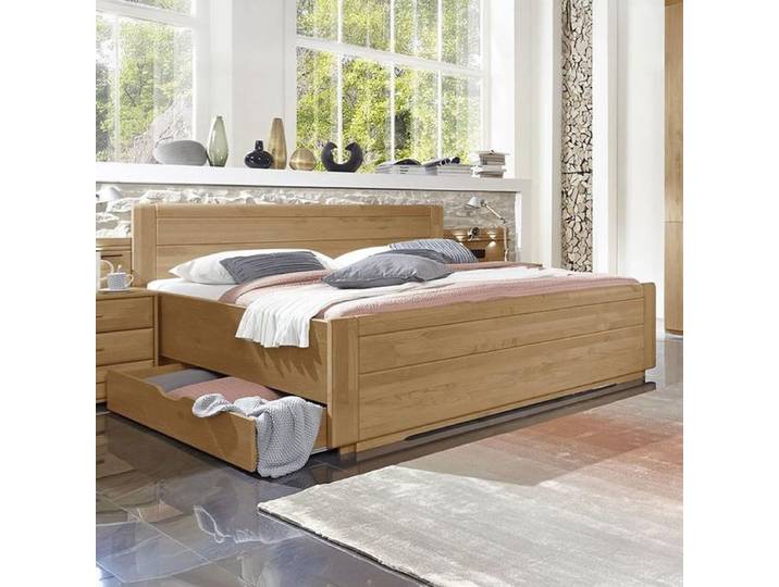 Doppelbett Narita Komfort Erle teilmassiv mit Schubkasten 200x200cm klassischer Stil, höhenverstellbar