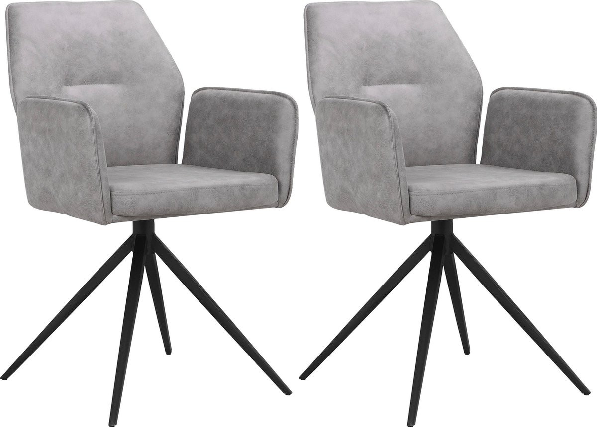 Notio Living Capo Eetkamerstoel - Grijs Stof - Set van 2