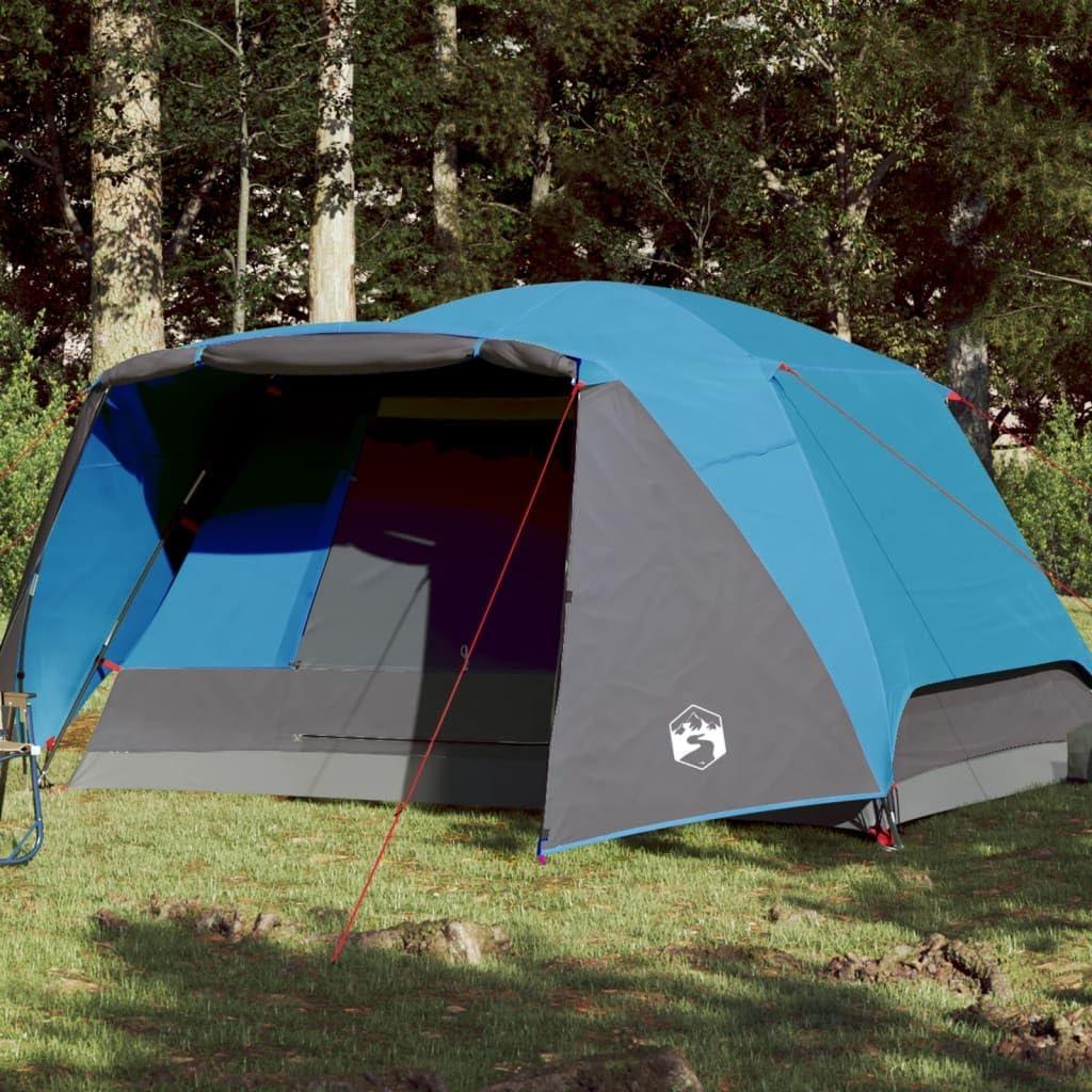 Campingzelt für 6 Personen, blau, 412x370x190 cm, 190T-Taft