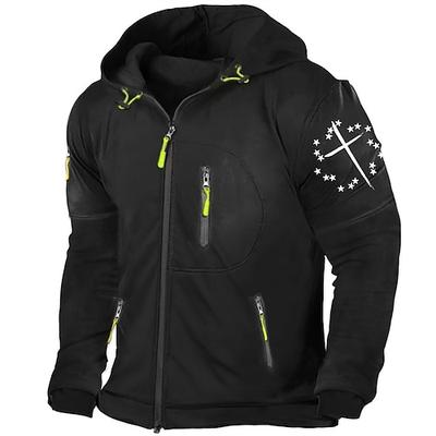 Herren Graphic Kreuz Langarm Sweatshirts Mit Kapuze Strassenmode Basic Sport Natur Sport Herbst Winter Schwarz Dunkelgray Grau Bekleidung Designer Heißprägen S M L XL XXL 3XL